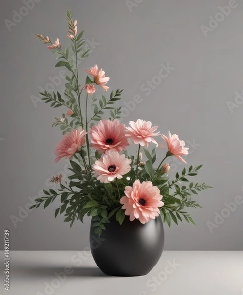Fototapeta Stylish vector flower arrangement, minimalist style ,  arrangement,  crisp,  design
