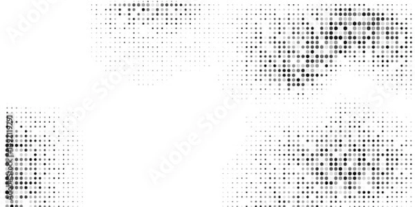Fototapeta Hexagon halftone gradient texture. Abstract black and white spotted grunge background. Geometric retro tech wallpaper. Fading wavy hexagonal pattern backdrop. Vector vanishing honeycomb grunge overlay