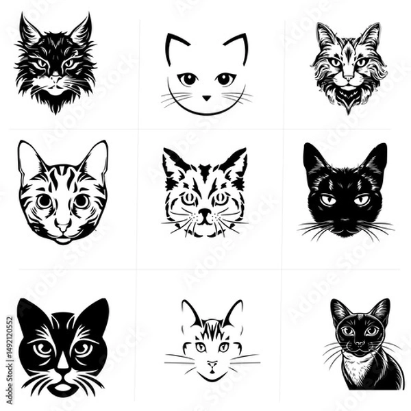 Obraz Cute and Beautiful cat vector-6