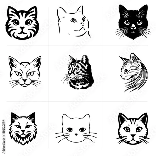 Obraz Cute and Beautiful cat vector-5