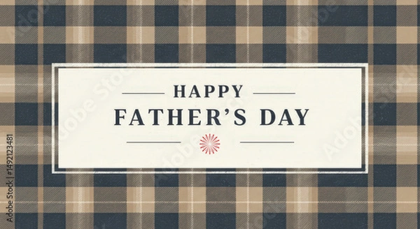 Obraz Abstract Happy Fathers Day concept and lettering on plaidbanner background