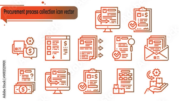 Obraz  Procurement process collection icon vector