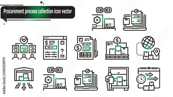 Obraz  Procurement process collection icon vector