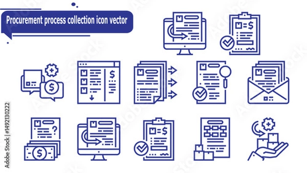 Obraz  Procurement process collection icon vector