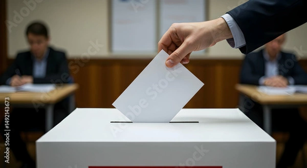 Obraz ballot,  ballot box,  voting, Hand Dropping Ballot into Ballot Box