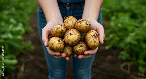 Obraz potatoes,  potato,  harvest, Freshly Harvested Potatoes in Hands