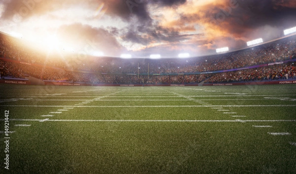 Obraz stadion futbolu amerykańskiego 3D w promieniach światła renderowania