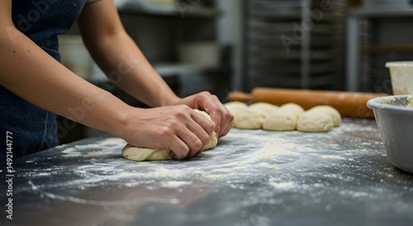 Obraz baker,  baking,  bread, Baker's Hands Shaping Dough