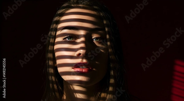 Obraz woman,  face,  portrait, Woman's Face with Light and Shadow