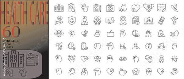 Fototapeta healthcare line editable icon set. Editable stroke. Vector illustration
