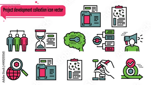 Obraz  Project development collextion icon vector