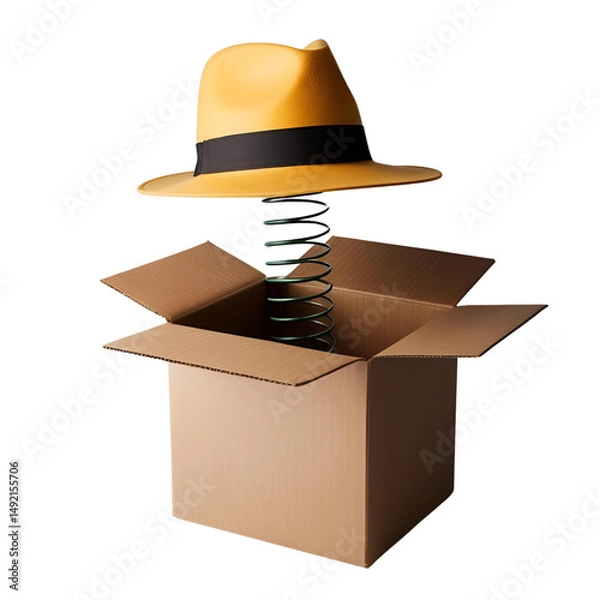 Obraz Fools hat on a spring out of a box isolated