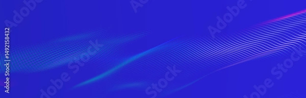 Obraz Musical wave. Beautiful illustration with connected dots and lines. Digital network background. 3D