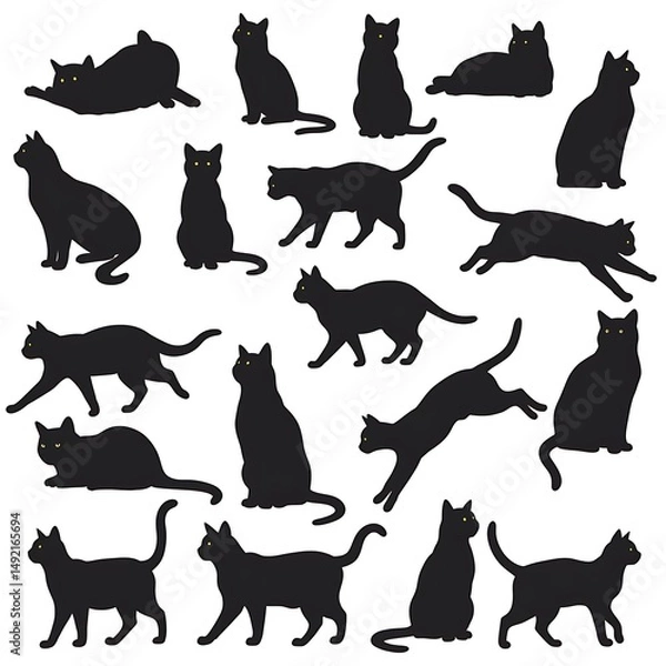 Fototapeta Feline Forms: A Silhouette Study AI Generated