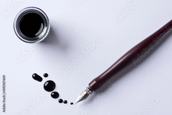 Obraz Penna con boccetta d'inchiostro e pennino.