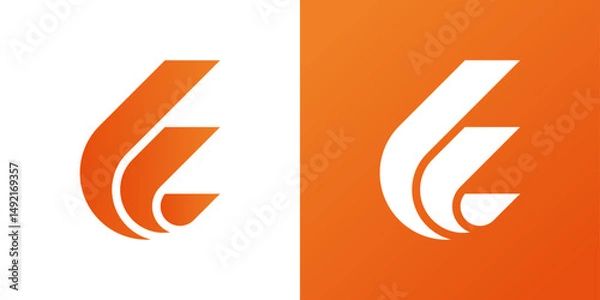 Fototapeta Abstract dynamic C logo with three thick lines forming a technical wing. Modern 3D design for technology and innovation branding.
