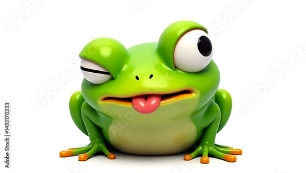 Fototapeta funny frog emoji white background 