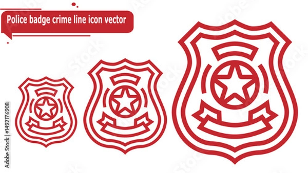 Obraz  Police badge crime line icon vector