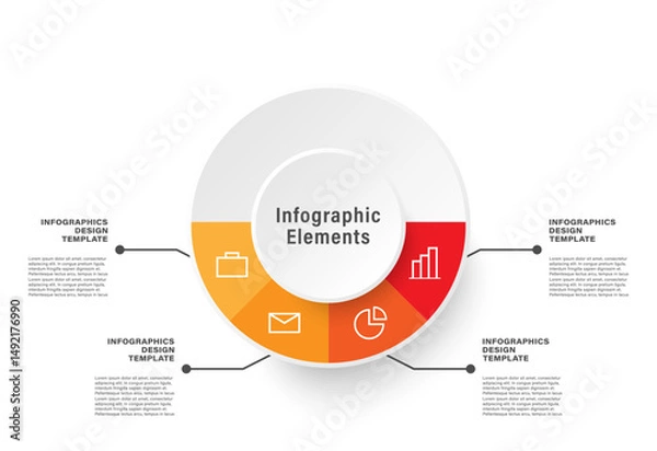 Obraz Pie chart vector infographic template with four parts.