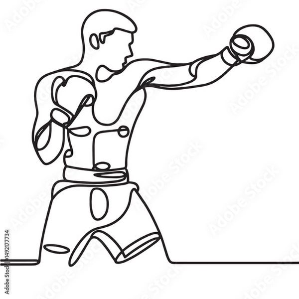 Obraz vector illustration of a boxer  simple continuous one line drawing
