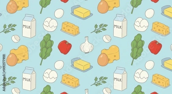 Fototapeta Food pattern background ingredients
