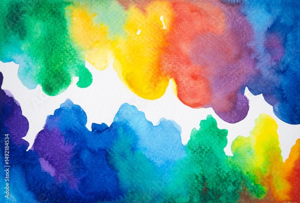 Fototapeta abstract colorful artistic bright rainbow background brushwork color art design illustration watercolor painting bright texture pattern wallpaper graphic pride love lgbt banner flag surface modern art