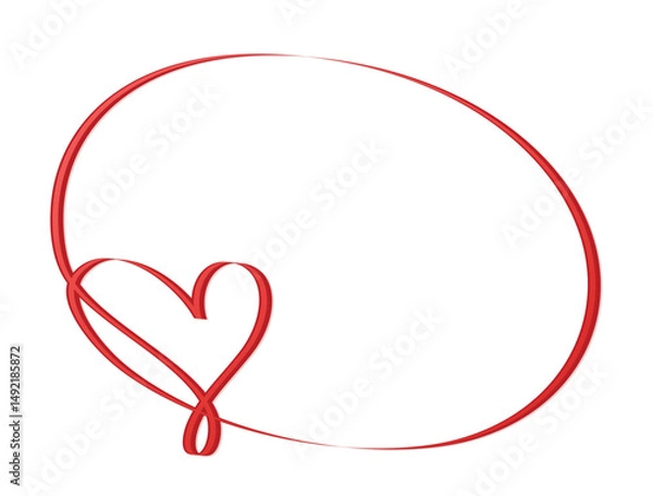 Fototapeta One line frame with red heart.
