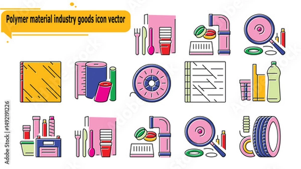 Obraz  Polymer material industry goods icon vector