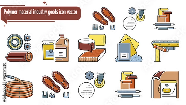 Obraz  Polymer material industry goods icon vector