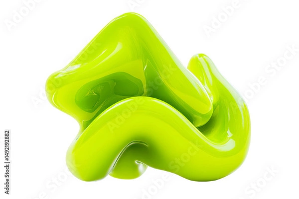 Fototapeta Abstract flowing green form, smooth organic shape, curve, cut out transparent