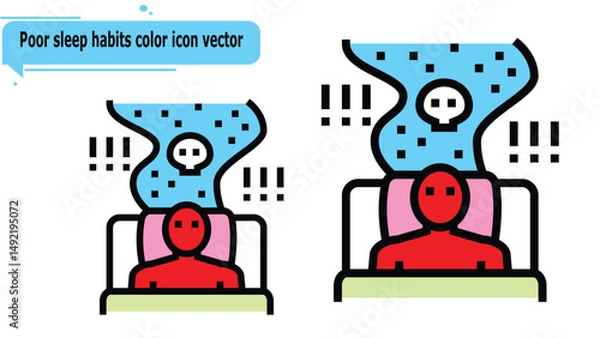 Obraz  Poor sleep habits color icon vector