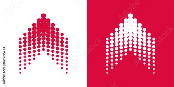 Obraz Abstract arrow peak logo made of connected dots increasing in size. Minimal design symbolizing growth and progress.