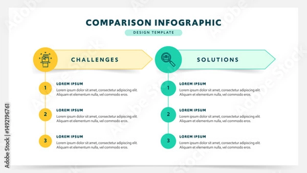 Fototapeta Challenge and Solution Comparison Table Business Infographic