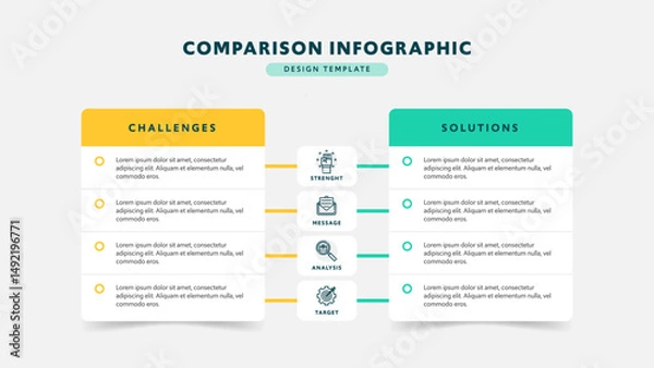 Fototapeta Challenge and Solution Comparison Table Business Infographic
