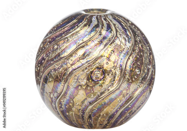 Fototapeta Glass Sphere with Swirled Design and Bubbles, Transparent Background