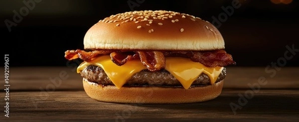 Obraz Savory Cheeseburger with Crispy Bacon