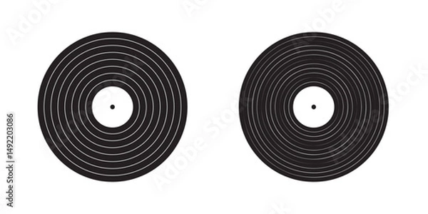 Obraz Vinyl LP music record collection Turntable discs and retro audio equipment for 70s 80s 90s nostalgic party Vector illustration on white background
