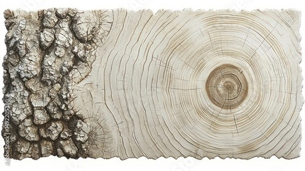 Obraz Wood slice art, bark and rings