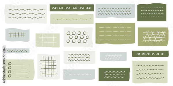 Obraz Hand illustrated checked grid and stripe layout for personal notepads and collage backgrounds