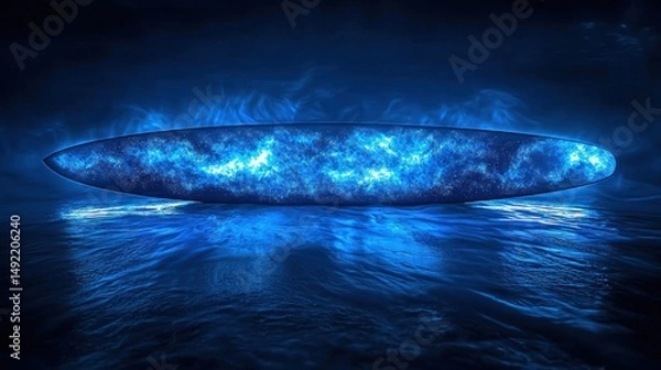Obraz Futuristic surfboard in a dark, watery environment
