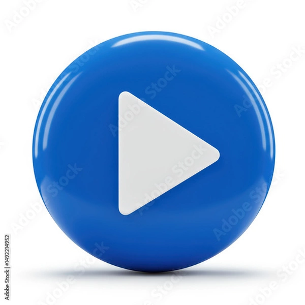Fototapeta Blue Play Button Icon