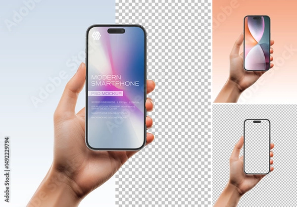Obraz Hand Holding Isolated Modern Smartphone Mockup