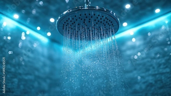 Obraz Modern shower head with powerful water stream