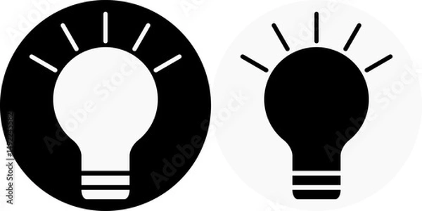 Obraz Light bulb icon, vector icon set lamp with circle bihind
