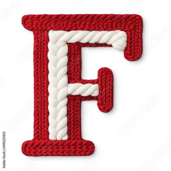 Fototapeta Creative Red and White Rope Letter F for Decorative or Educational Purposes in Versatile Design Elements