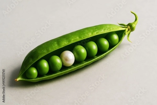 Fototapeta Pea Pod reveals Pearl among Peas, highlighting uniqueness, value, and the potential for something extraordinary hidden within the ordinary.
