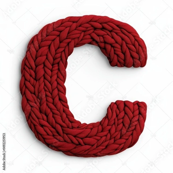 Fototapeta Intricate Red Knitted Letter C Crafted from Yarn for Unique Textures and Designs in Creative Projects