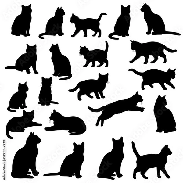 Fototapeta Feline Silhouettes: A Night's Prowl AI Generated