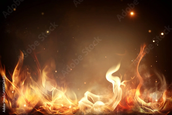 Fototapeta Dynamic fiery background with glowing orange flames creating an intense atmosphere