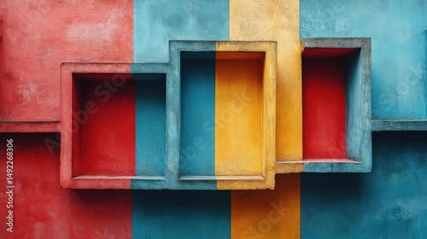 Fototapeta Vibrant abstract composition featuring geometric shapes in bold colors